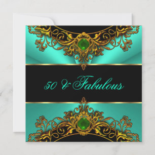 Invitation Fabuleux 50 Elite Green Jade Black Gold Anniversai