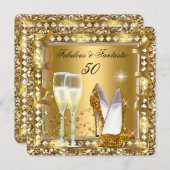 Invitation Fabuleux 50 & Fantastic Gold Glam Silver Anniversa (Devant / Derrière)