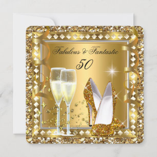 Invitation Fabuleux 50 & Fantastic Gold Glam Silver Anniversa