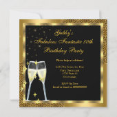 Invitation Fabuleux 50 & Fantastic Leopard Black Gold Party (Dos)