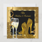 Invitation Fabuleux 50 & Fantastic Leopard Black Gold Party (Devant)