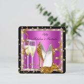 Invitation Fabuleux 50 Fantastic Pink Black White Gold Party (Debout devant)