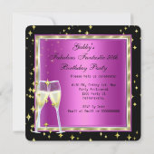 Invitation Fabuleux 50 Fantastic Pink Black White Gold Party (Dos)