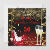 Invitation Fabuleux 50 Fantastic Red Gold Party (Devant)