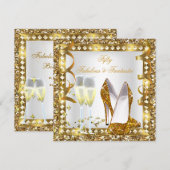 Invitation Fabuleux 50 & Fantastic White Gold Glam Anniversai (Devant / Derrière)