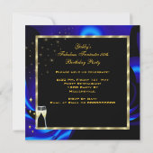 Invitation Fabuleux 50 Fantastique Abstrait Blue Gold Anniver (Dos)