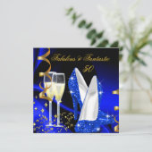 Invitation Fabuleux 50 Fantastique Abstrait Blue Gold Party (Debout devant)