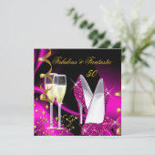 Invitation Fabuleux 50 Fantastique Abstrait Or rose Anniversa (Debout devant)