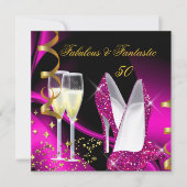 Invitation Fabuleux 50 Fantastique Abstrait Or rose Anniversa (Devant)