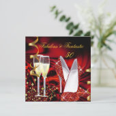 Invitation Fabuleux 50 Fantastique Abstrait Red Gold Annivers (Debout devant)