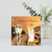 Invitation Fabuleux 50 Fantastique Abstraite Gold Birthday Pa (Debout devant)