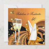 Invitation Fabuleux 50 Fantastique Abstraite Gold Birthday Pa (Devant)