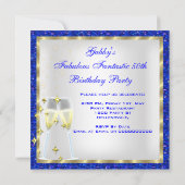Invitation Fabuleux 50 Fantastique Bleu Blanc Or Anniversaire (Dos)