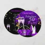 Invitation Fabuleux 50 Fantastique Champagne violet haute tal (Devant / Derrière)