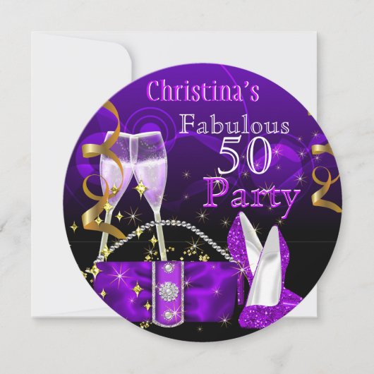 Invitation Fabuleux 50 Fantastique Champagne violet haute tal (Devant)