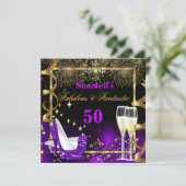 Invitation Fabuleux 50 Fantastique Festive Purple Gold Party (Debout devant)
