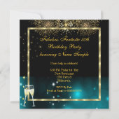 Invitation Fabuleux 50 Fantastique Festive Turquoise Gold Par (Dos)