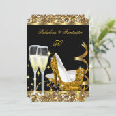 Invitation Fabuleux 50 Fantastique fête d'anniversaire Gold B (Debout devant)