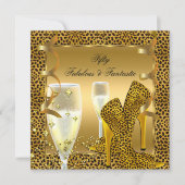 Invitation Fabuleux 50 & Fantastique Leopard Black Gold Party (Devant)