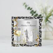 Invitation Fabuleux 50 & Fantastique léopard d'argent Anniver (Debout devant)