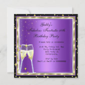 Invitation Fabuleux 50 Fantastique Purple Black Gold Party 2 (Dos)
