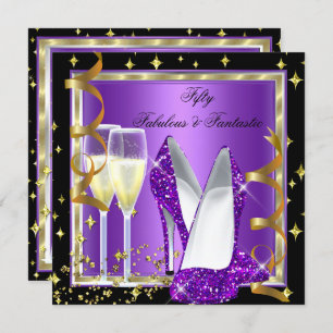 Invitation Fabuleux 50 Fantastique Purple Black Gold Party 2