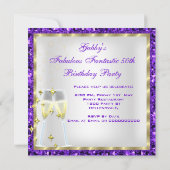 Invitation Fabuleux 50 Fantastique Purple Blanc Or Anniversai (Dos)