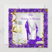 Invitation Fabuleux 50 Fantastique Purple Blanc Or Anniversai (Devant)