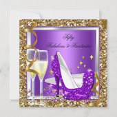 Invitation Fabuleux 50 Fantastique Purple Gold Anniversaire (Devant)