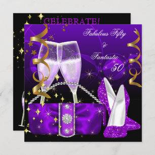 Invitation Fabuleux 50 Fantastique Purple High Heels Parties 