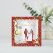 Invitation Fabuleux 50 Fantastique Rouge Blanc Or Anniversair (Debout devant)