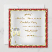 Invitation Fabuleux 50 Fantastique Rouge Blanc Or Anniversair (Dos)