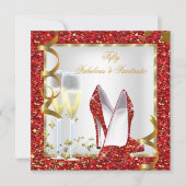 Invitation Fabuleux 50 Fantastique Rouge Blanc Or Anniversair (Devant)