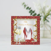 Invitation Fabuleux 50 Fantastique Rouge Blanc Or Anniversair (Debout devant)