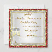 Invitation Fabuleux 50 Fantastique Rouge Blanc Or Anniversair (Dos)