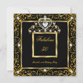 Invitation Fabuleux 50 fête d'anniversaire Black Gold Tiara (Devant)