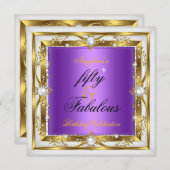 Invitation Fabuleux 50 fête d'anniversaire violet blanc Pearl (Devant / Derrière)
