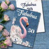 Invitation Fabuleux 50 Flamants roses Anniversaire rose Flora
