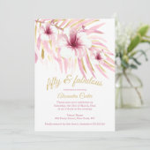 Invitation Fabuleux 50 Fleurs d'or rose blanc Aquarelle (Debout devant)