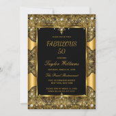 Invitation Fabuleux 50 Glamor Black Lace Pearl Gold (Devant)