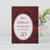 Invitation Fabuleux 50 Glamour rouge brillant fractal Anniver (Debout devant)