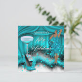 Invitation Fabuleux 50 Glamour Turquoise Bleu Haut talon Anni (Debout devant)