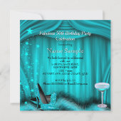 Invitation Fabuleux 50 Glamour Turquoise Bleu Haut talon Anni (Dos)