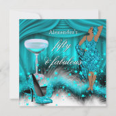Invitation Fabuleux 50 Glamour Turquoise Bleu Haut talon Anni (Devant)