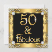 Invitation Fabuleux 50 Gold Black 50th Birthday Party (Devant)