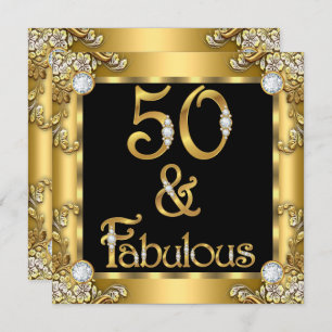 Invitation Fabuleux 50 Gold Black 50th Birthday Party
