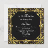 Invitation Fabuleux 50 Gold Black Pearl Bow & Damask Annivers (Dos)
