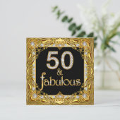 Invitation Fabuleux 50 Gold Diamond sur Black Birthday Party (Debout devant)