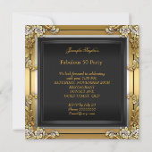 Invitation Fabuleux 50 Gold Leopard Black Champagne Birthday (Dos)