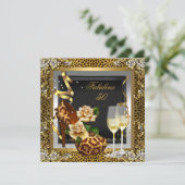 Invitation Fabuleux 50 Gold Leopard Black High Heels Party (Debout devant)